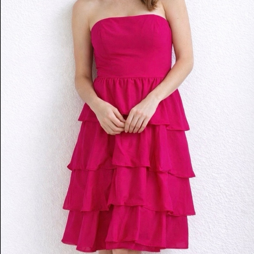 Shoshanna Silk Pink Strapless Tiered Mini Dress Size 4